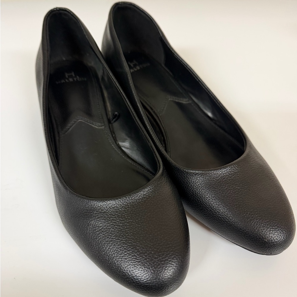 Halston Heritage Black Leather Ballet Flats